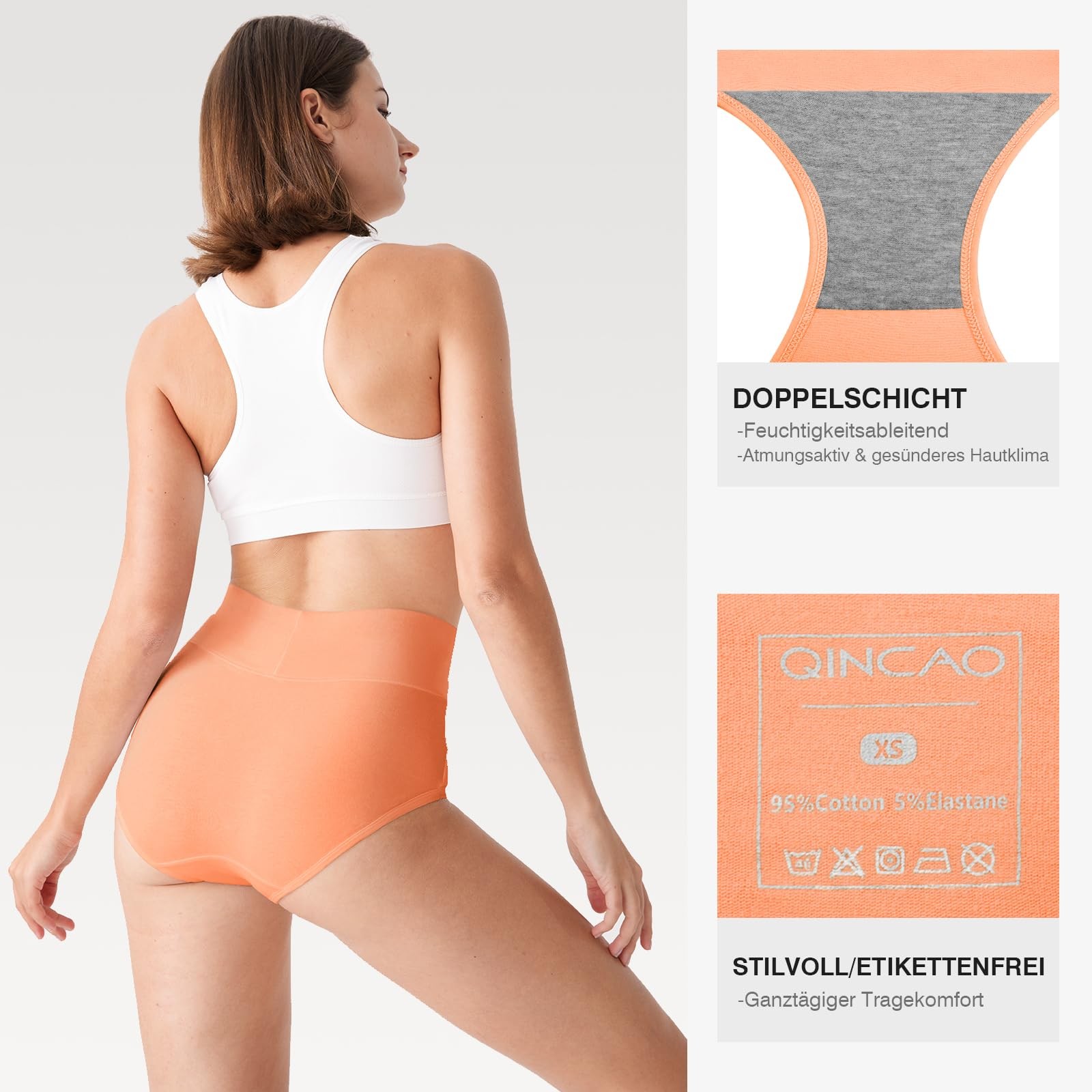Underpants Women’s, 6 Pack High Waist Briefs Cotton Underwear, Stretch A…