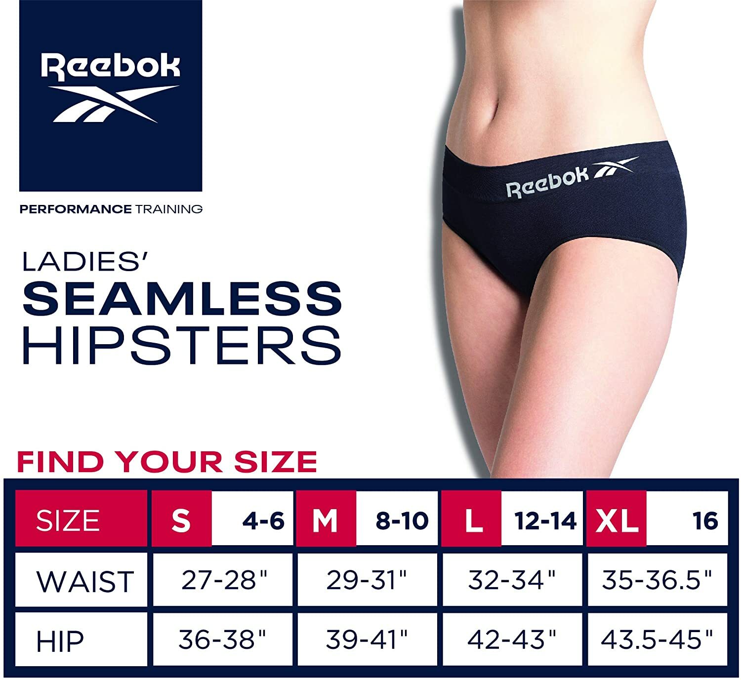 Reebok, 5 Pk – Seamless Hipster Panties Underwear (Choose Size + Color Pack)
