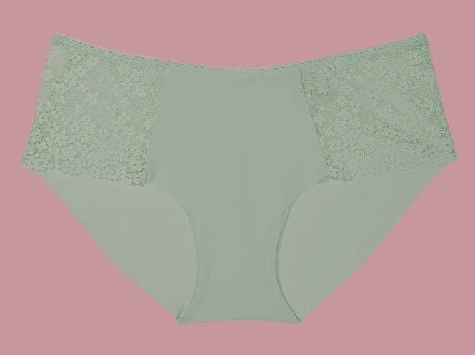 XL Spring Green w Daisy Lace NO SHOW Smooth Victorias Secret Hiphugger Panty
