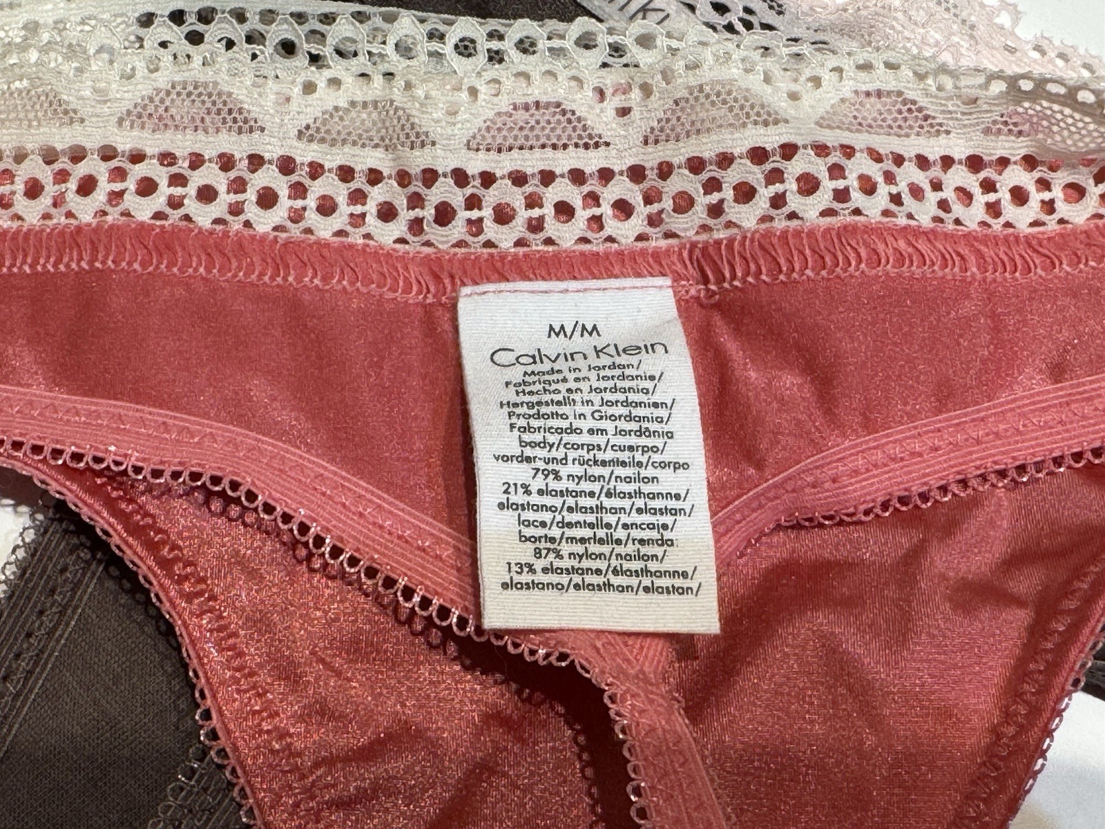 NWT 2 Pairs Calvin Klein Thong Panties Size Medium Style D3377 Multicolor