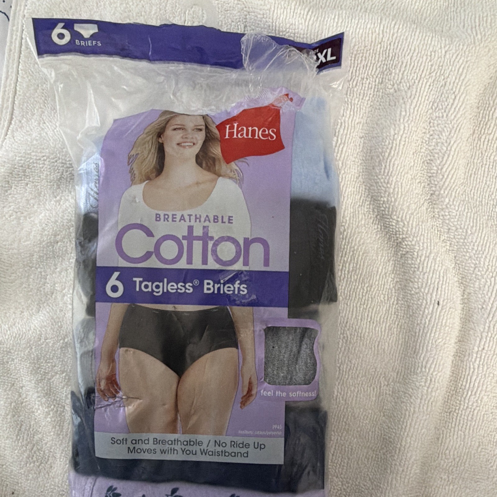 Hanes Breathable Tagless No Ride Up Cotton Brief Panties 6-Pack 9/2XL