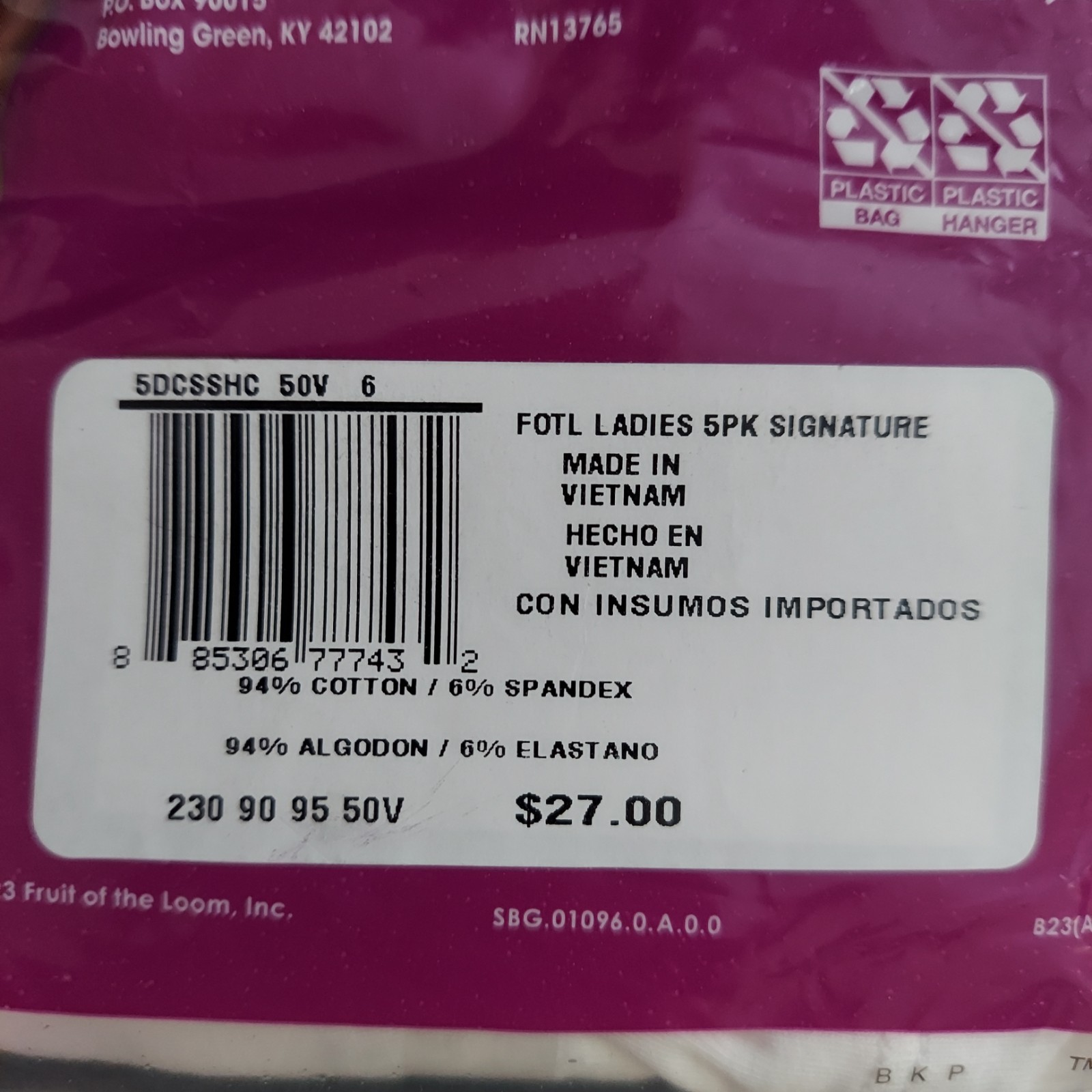Size 6M Fruit of the Loom SIGNATURE HI-CUTS 360 Stretch Cotton – 4 Pairs – New