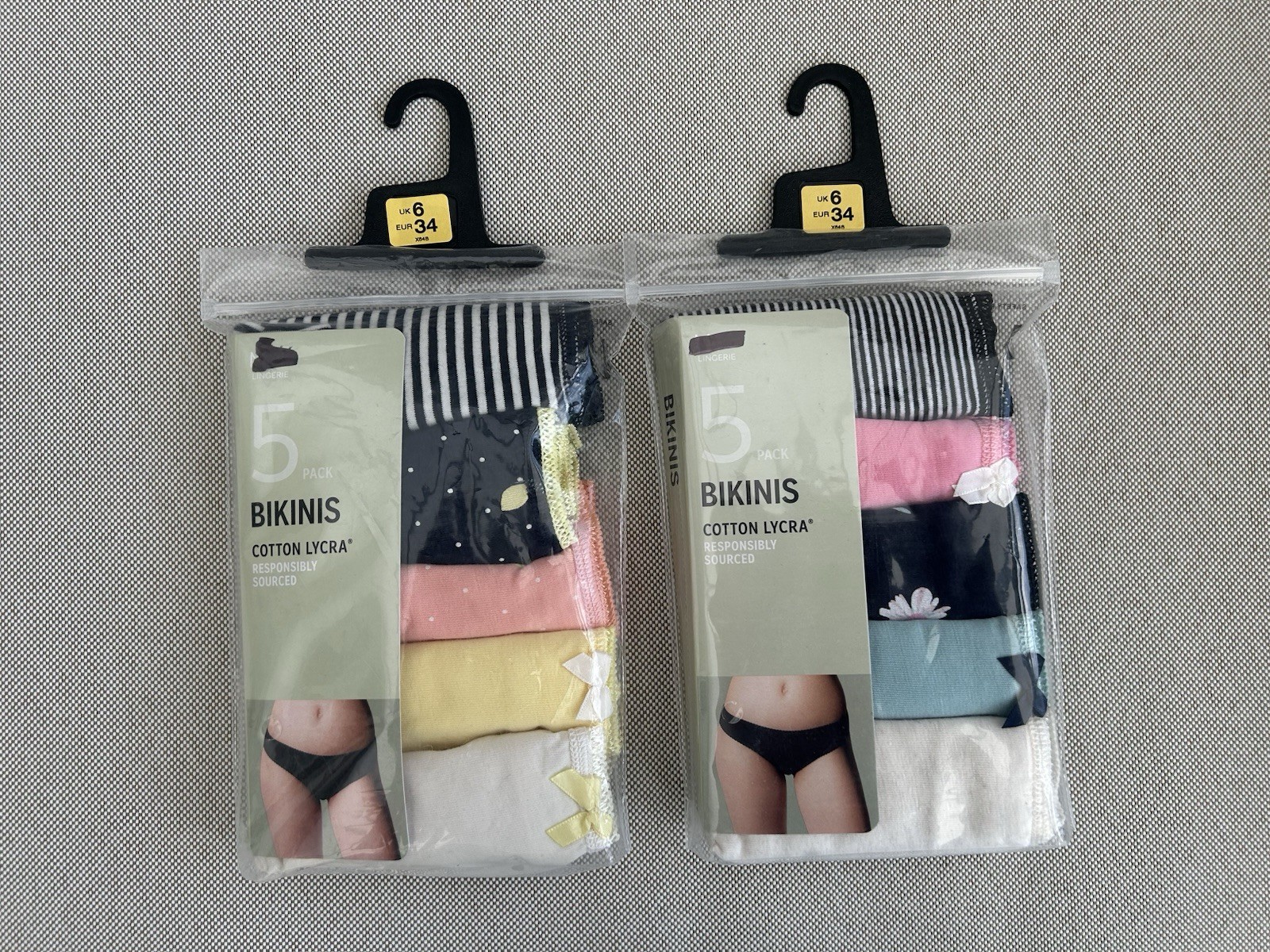Ex Marks & Spencer Cotton Lycra Bikini Briefs Size 6 Knickers 2 x 5 Pack BNWT