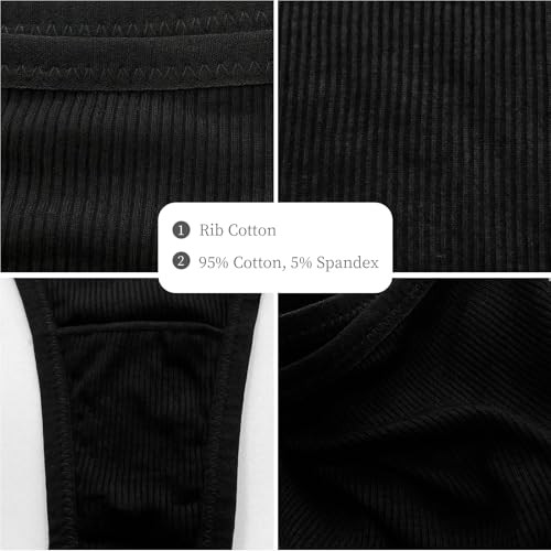 High Waist Cotton Thongs Women Cotton Rib X-Large Tropical 6 Pcs-cotton Rib