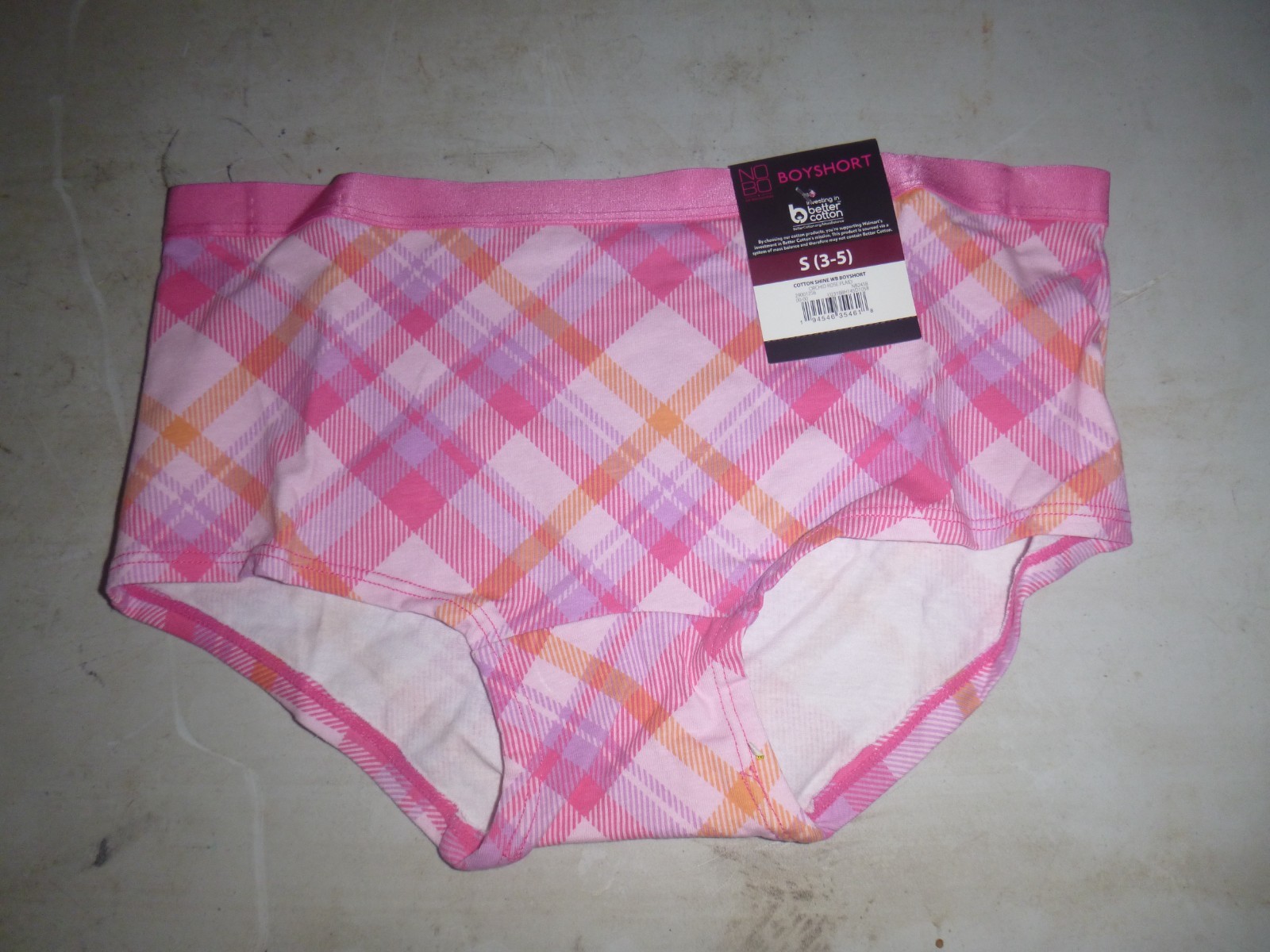 NWT No Boundaries Underwear Cotton BOYSHORT SMALL (3-5) Orchid Rose Plaid