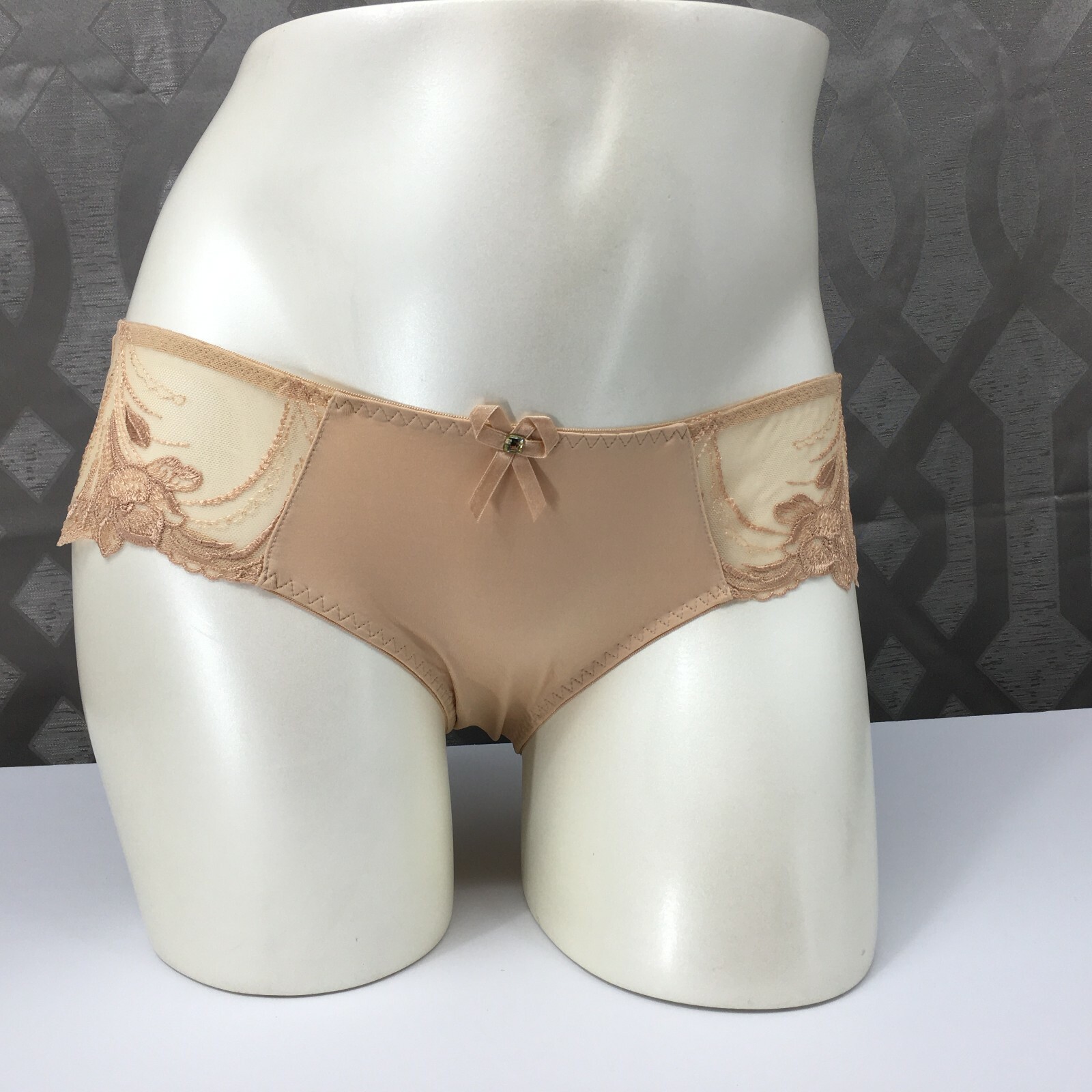 ALEGRO Fawn Tan Embroidered Sheer Hipster Panty Sexy Lingerie – 9004C