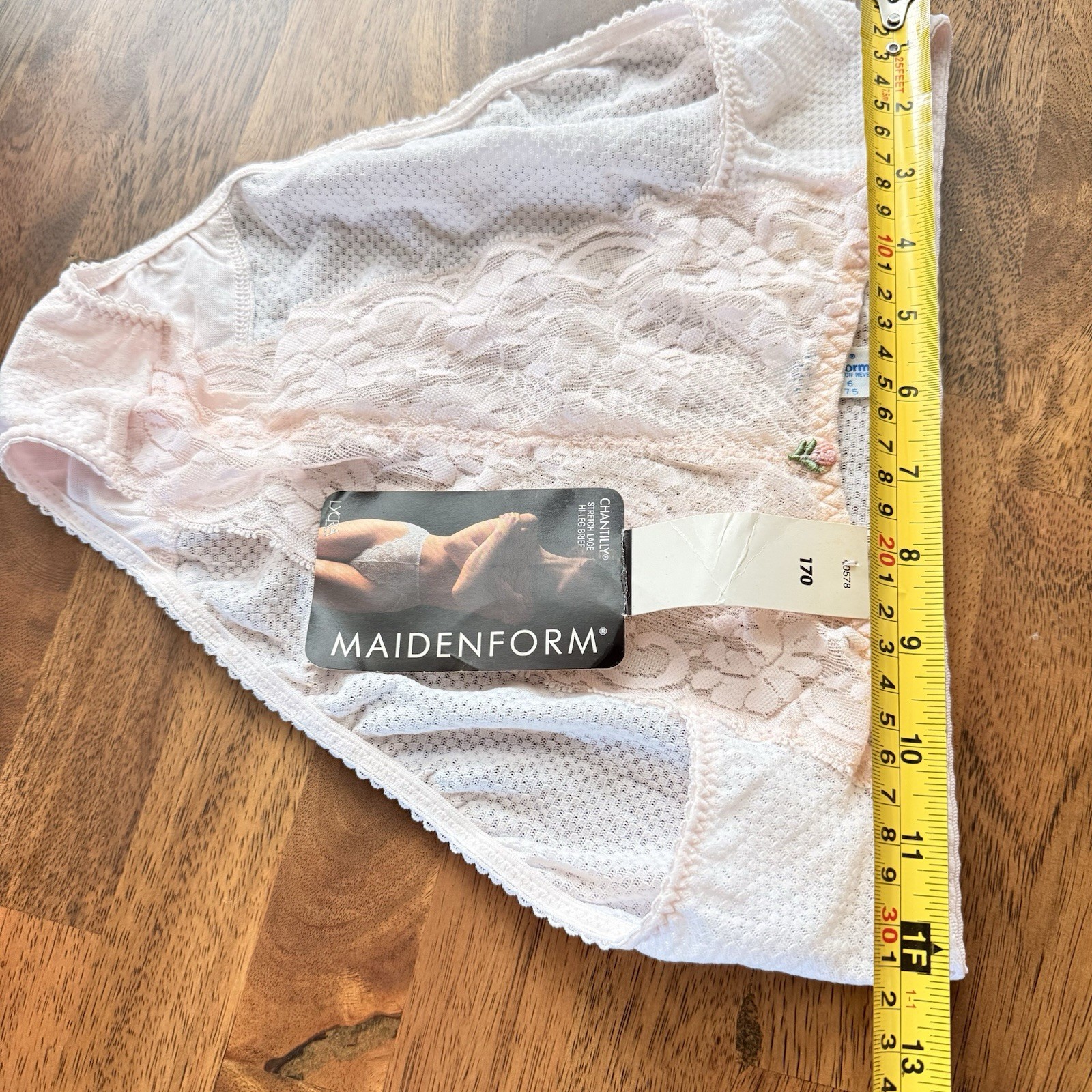 Vintage Maidenform Chantilly Panties Sz 6 Sheer Pink Lace High Leg ILGWU New