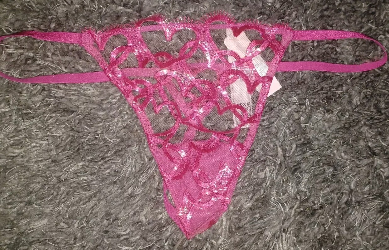 Vs Dream Angel Shimmer Heart Embroidered V String NEW SIZE Small pink