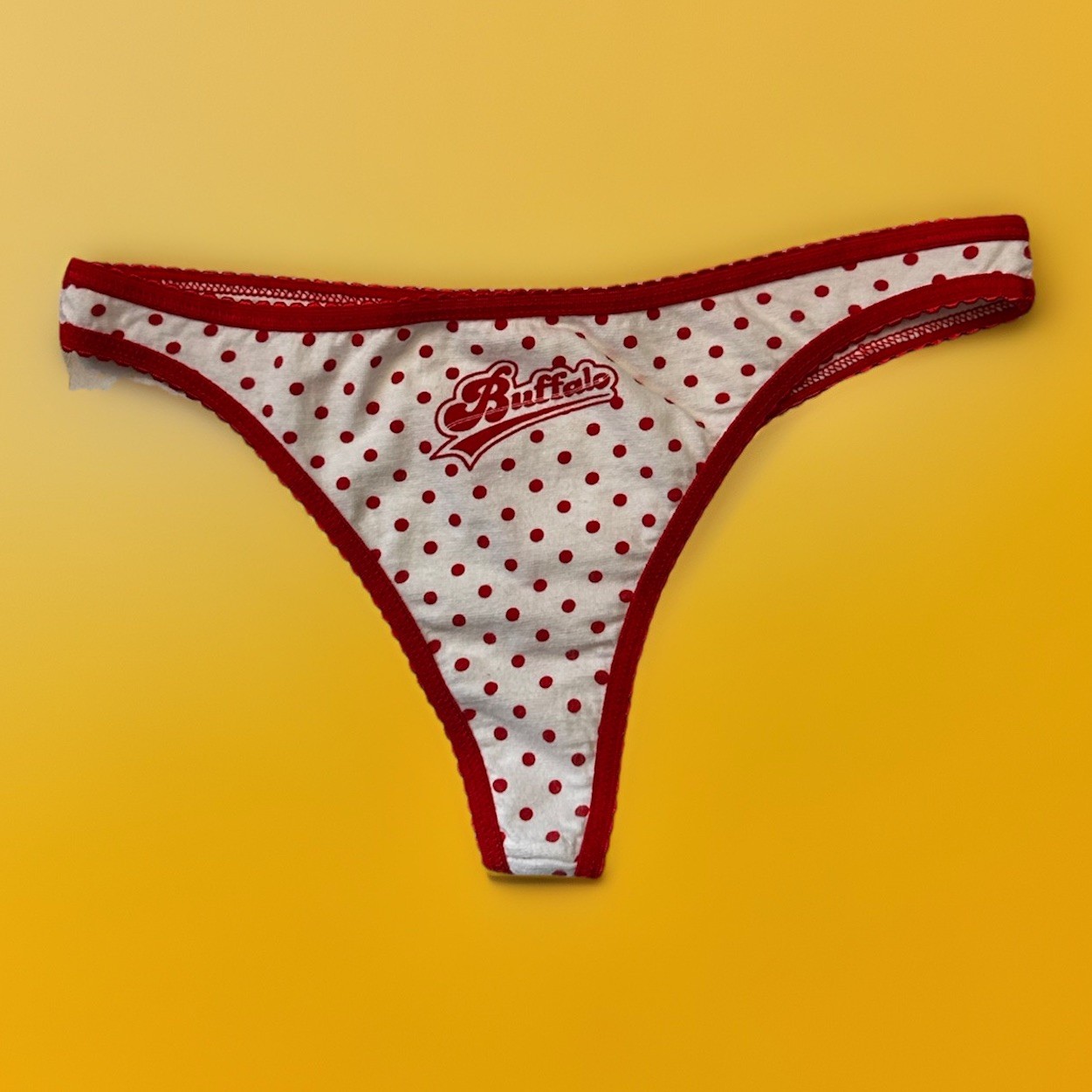 Y2K Vintage Red White Polka Dot Thong Panties Buffalo David Bitton Hong Kong S