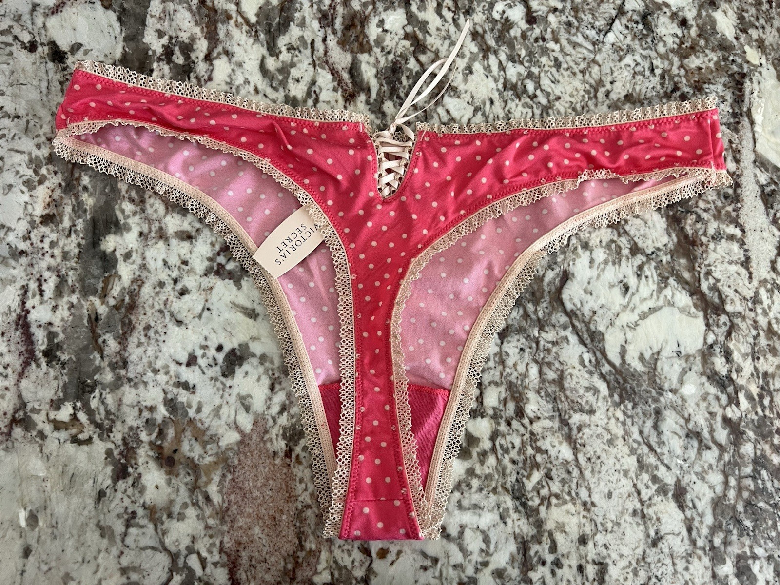 True Vintage Victorias Secret SEXY LITTLE THINGS Smooth Lace-Up Thong Panties L