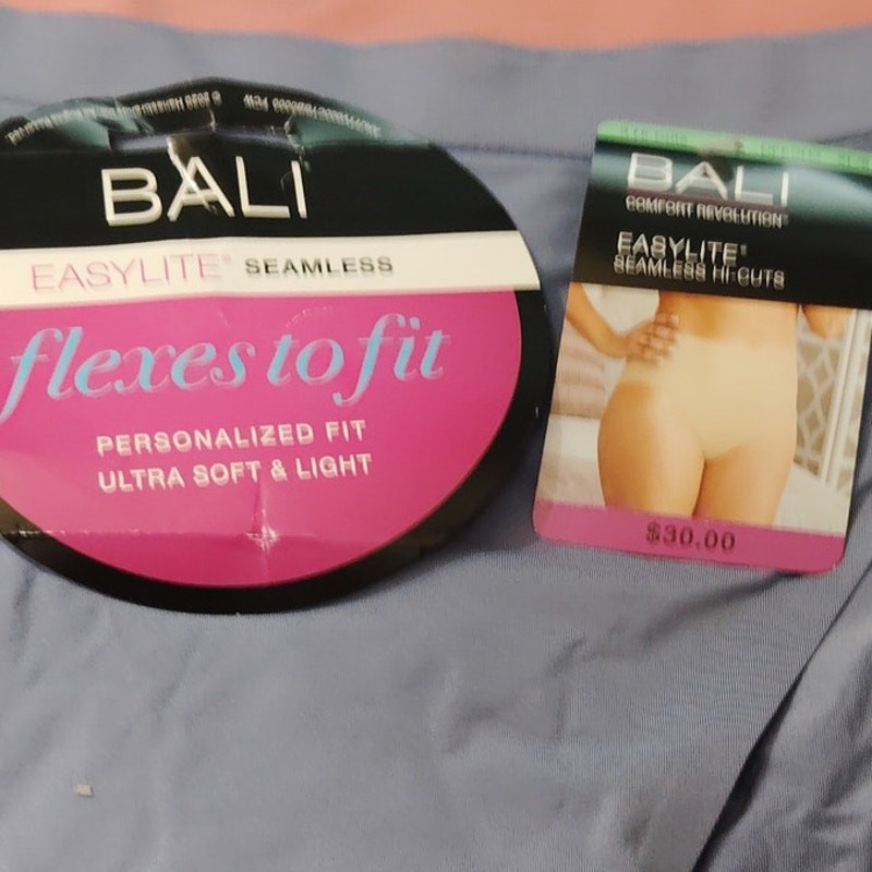 Bali EasyLite Seamless Hi‑Cut Panty 3 Pack – Pink, Mauve, Glow Blue, Size 8 / XL
