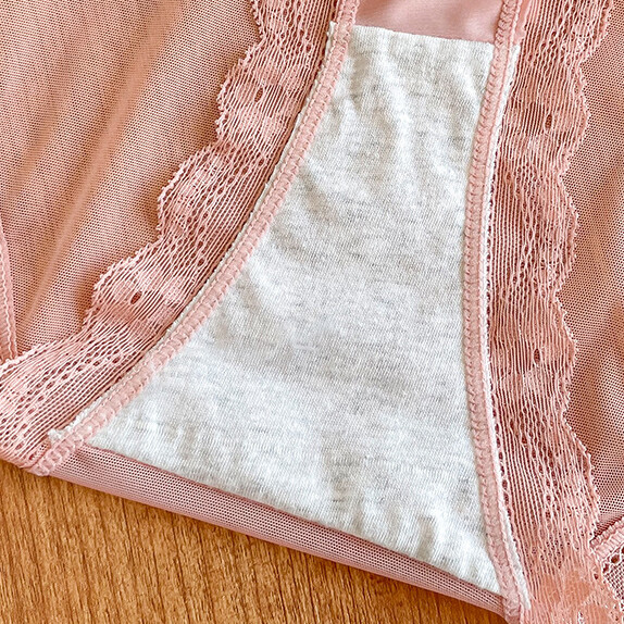 5PCS/LOT Sexy Ladies Womens Sheer Satin Panties Brief Bikini Lace Trim Underwear