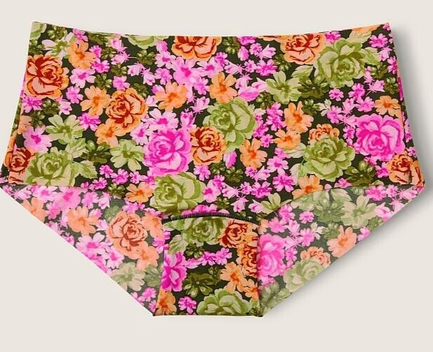 XL NO SHOW Fall Rose Floral Stretch Victorias Secret PINK Boyshort Brief Panty