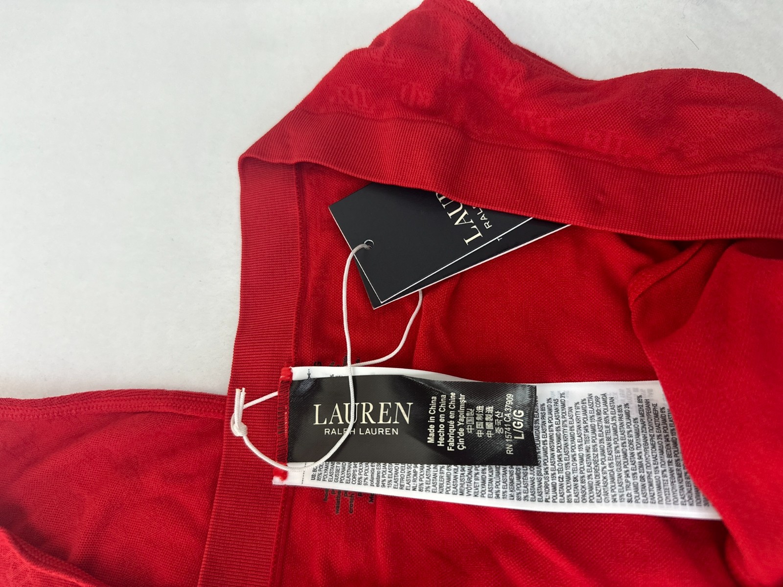 Lauren Ralph Lauren Underwear Bikini Brief Red Large Monogram Mesh Jacquard 2Pk
