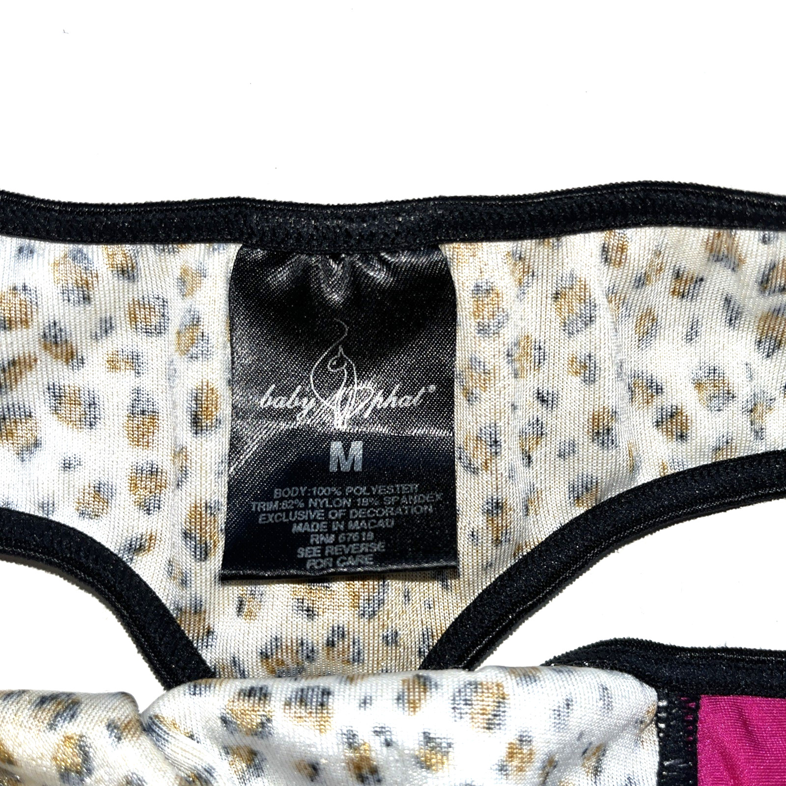 Baby Phat Leopard Print and Mesh Thong Size Medium Vintage Y2K