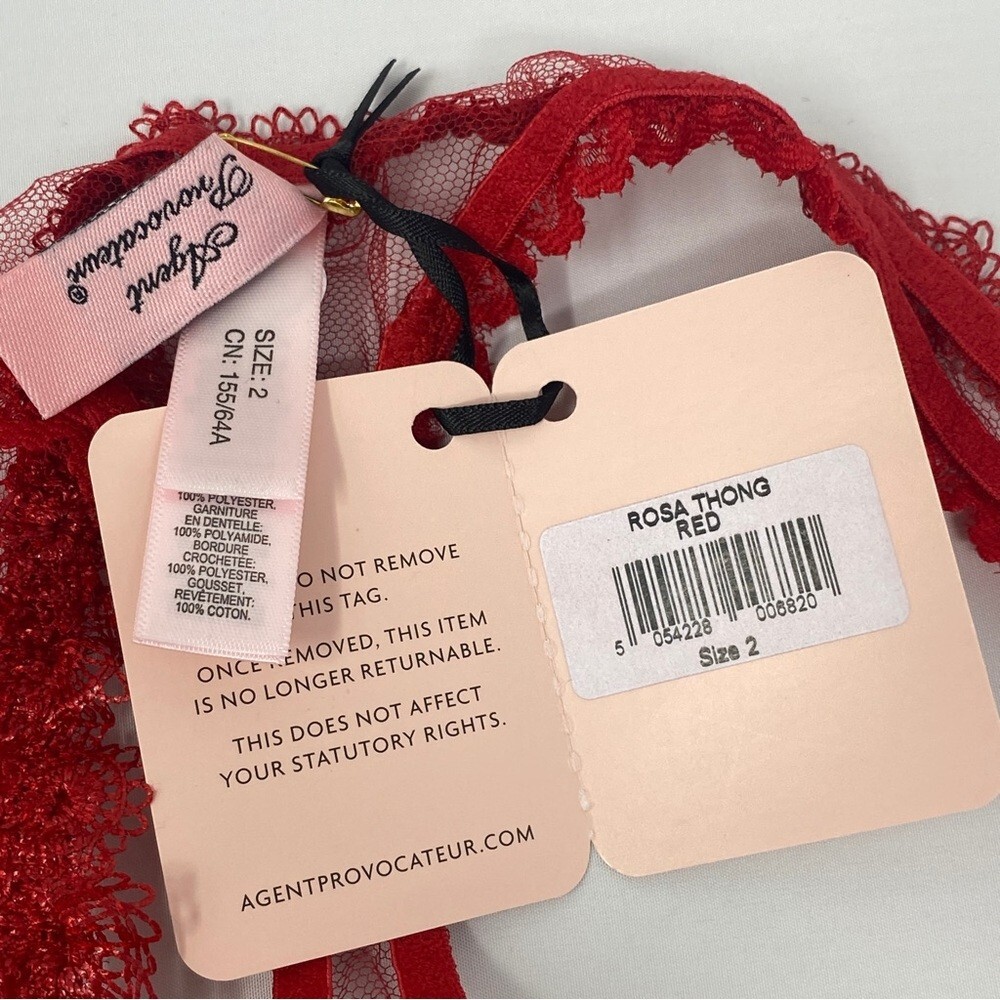 Agent Provocateur Rosa Red Thong AP2 Small NWT