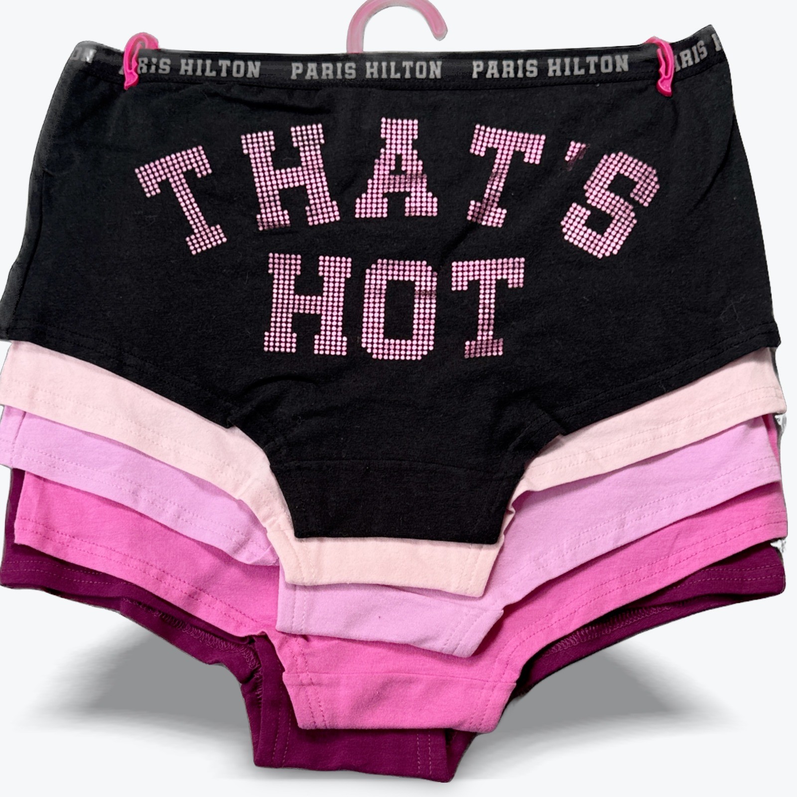 Paris Hilton Womens 5 Pack Boyshorts Underwear Cotton Spandex Callout Statement