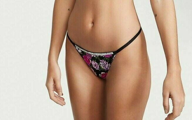 L Victoria Secret Very Sexy Bombshell Rhinestone Shine V-String Bling Panty NEW