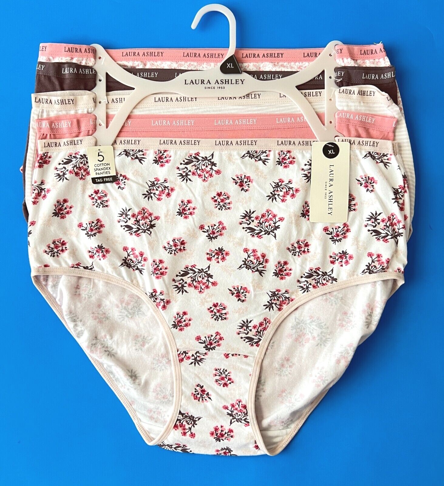 $38 5pack Size XL Laura Ashley Cotton Brief Underwear Panties Multicolor Floral