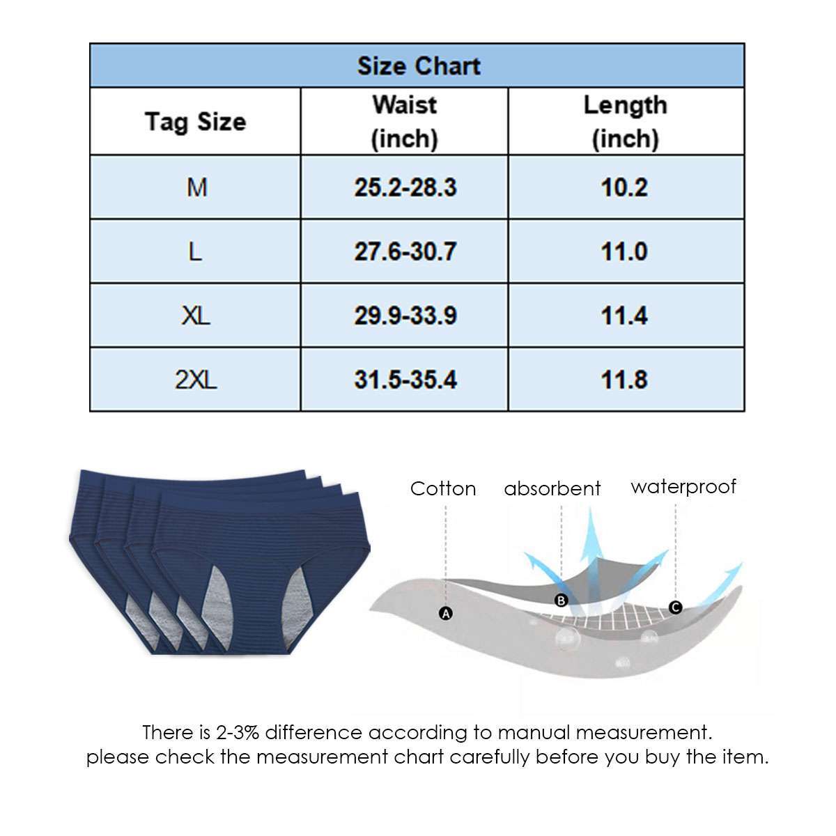 1PC/4PCS Women Menstrual Period Underwear Leak Proof Cotton Panties Briefs Solid