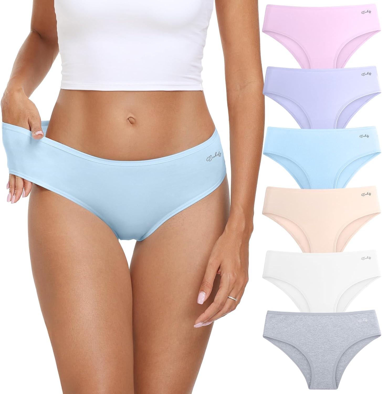 Women’s Cotton Hipster Panties Low Rise Breathable Stretchy Underwear 6 Pack