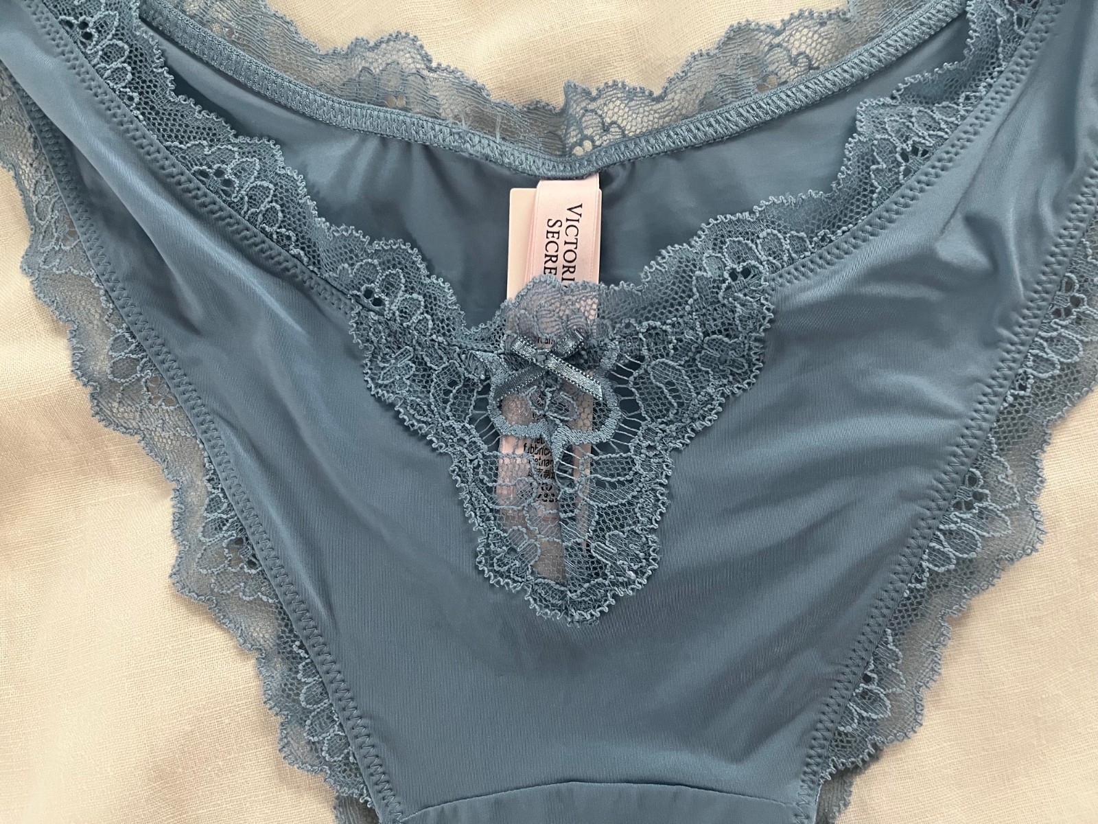 Victorias Secret Large Blue Dream Angel High Leg Brazillian Slip Panties RN54867