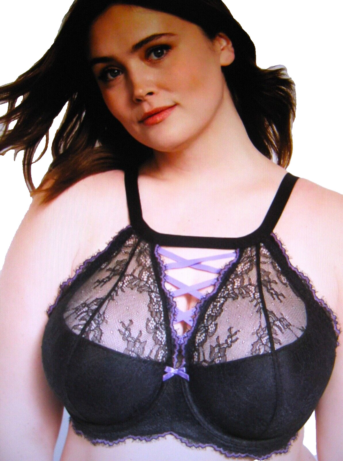 Cacique~New With Tags~Black Foil Strappy Back Lace Cheeky Pantie~ 26-28W (3X)