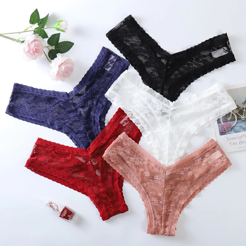 Meet’r Sexy Women Lace Low-waist Panties Hollow Out Transparent Underwear Ladies