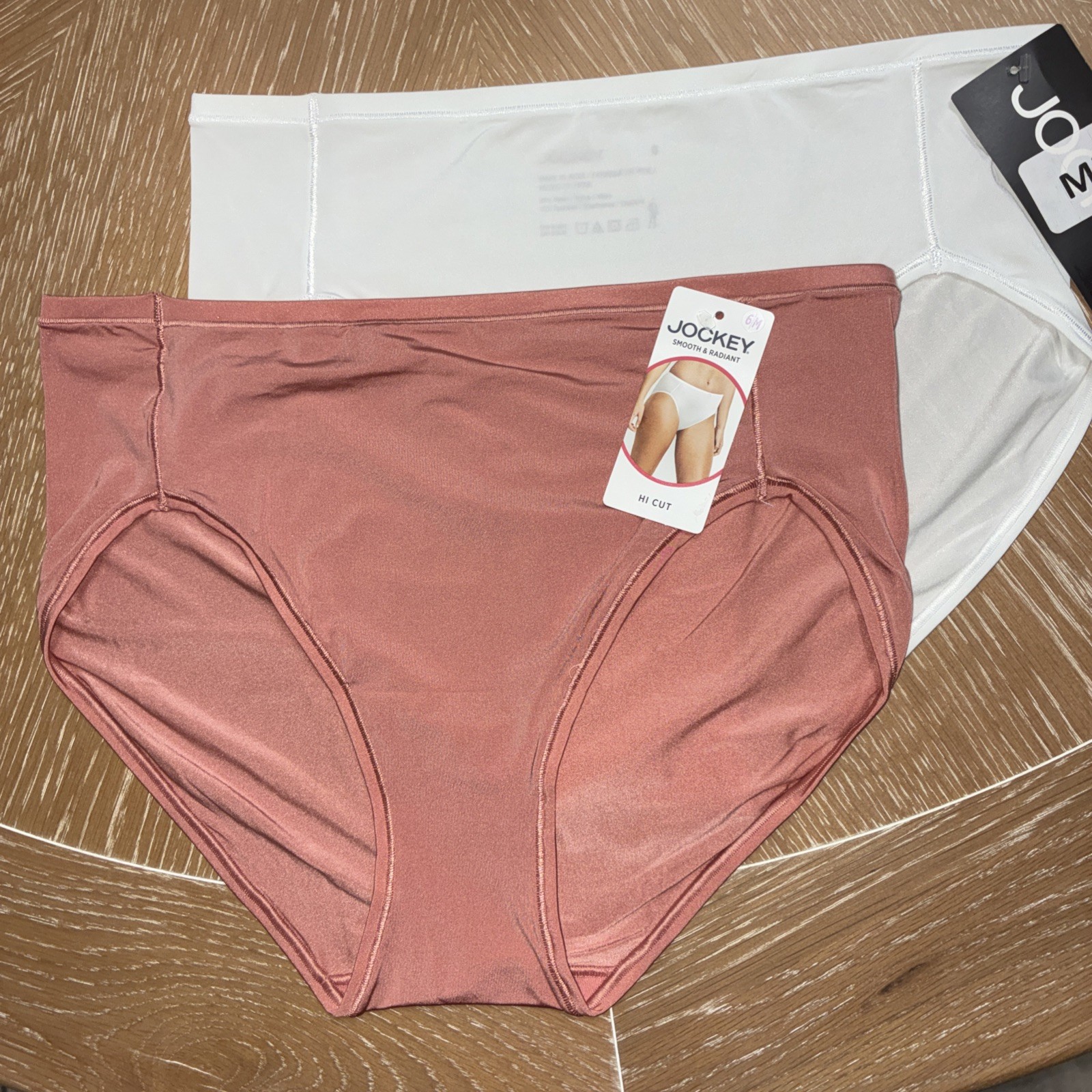 Jockey Panties 2 Pack Tactel Hi Cut Underwear Smooth Radiant Size 6 Medium