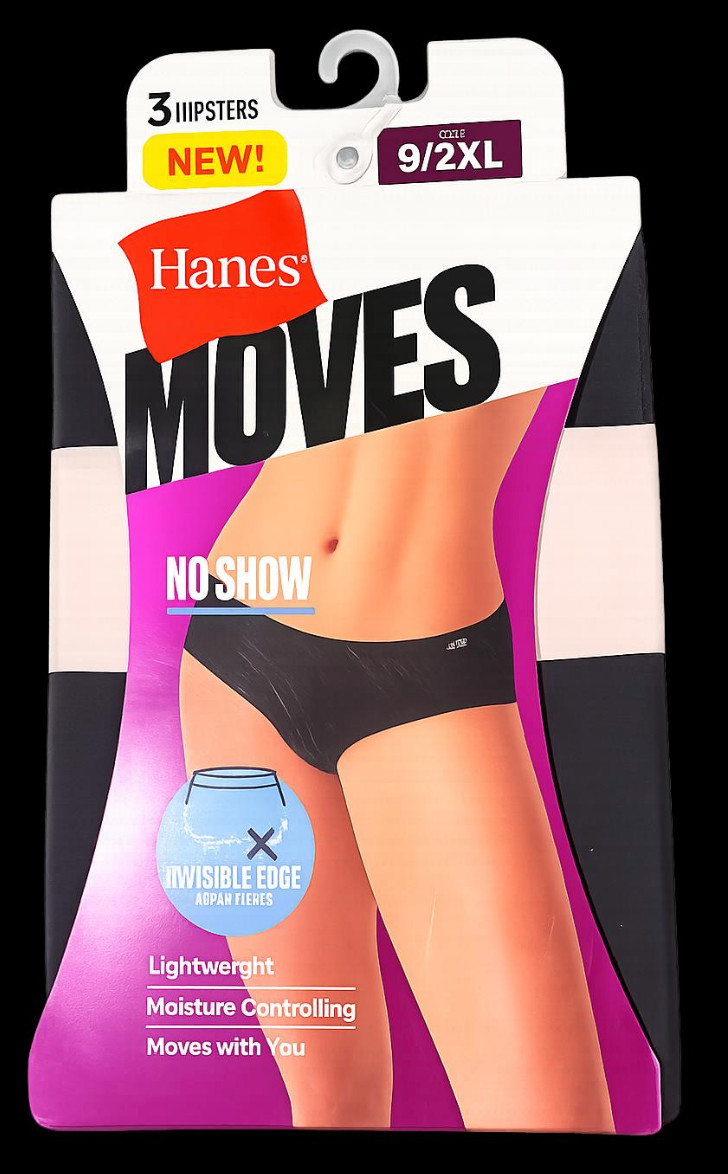 Hanes Moves Women’s No Show Thong Underwear 3-Pack Black & Pink Size S, XL, 2XL