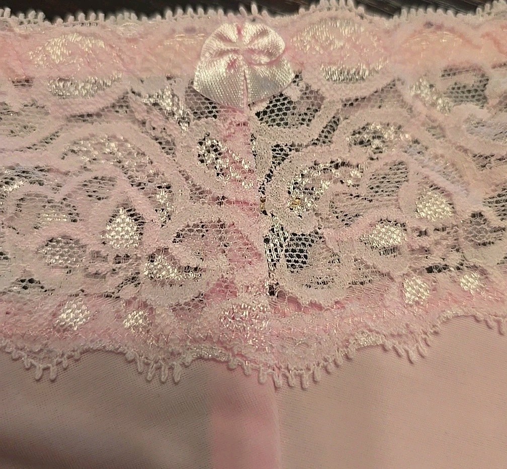Panty Pink Lace Mesh Baci Lingerie Lace Bikini Size S/M