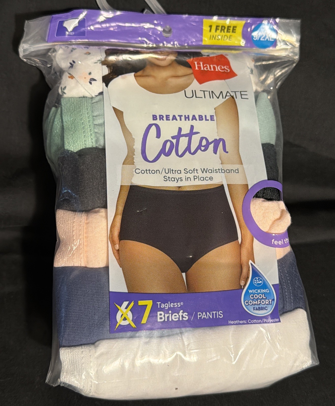 Hanes Ultimate Breathable Cotton Tagless Briefs Underwear Women Size9/2X Retired