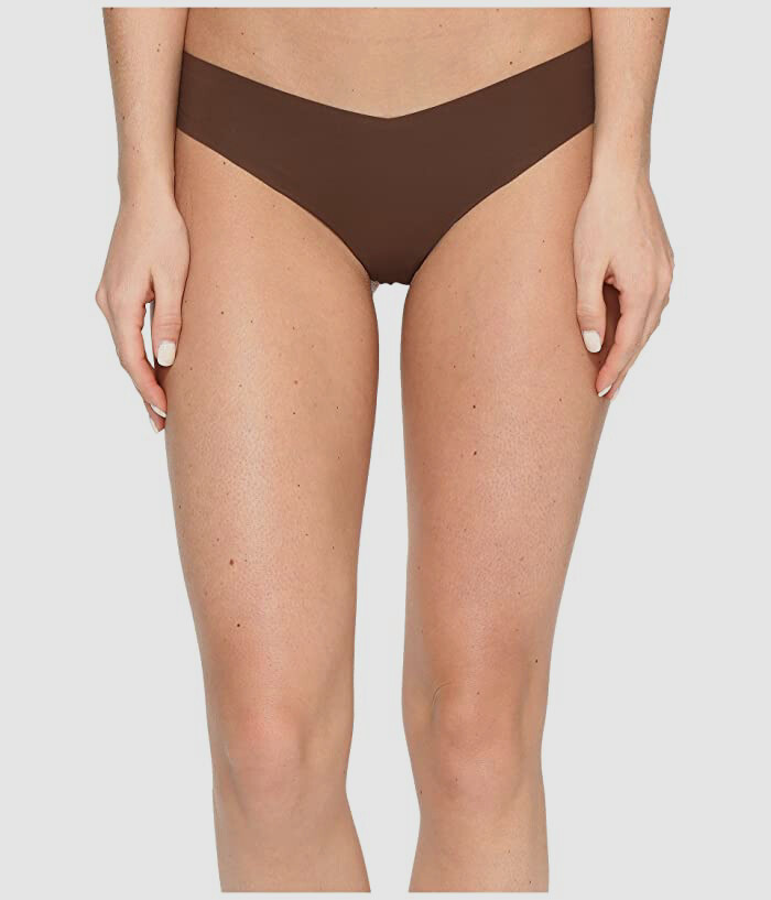 $51 Commando Women Brown Solid Stretch Lightweight Low Rise Cotton Thong S/M