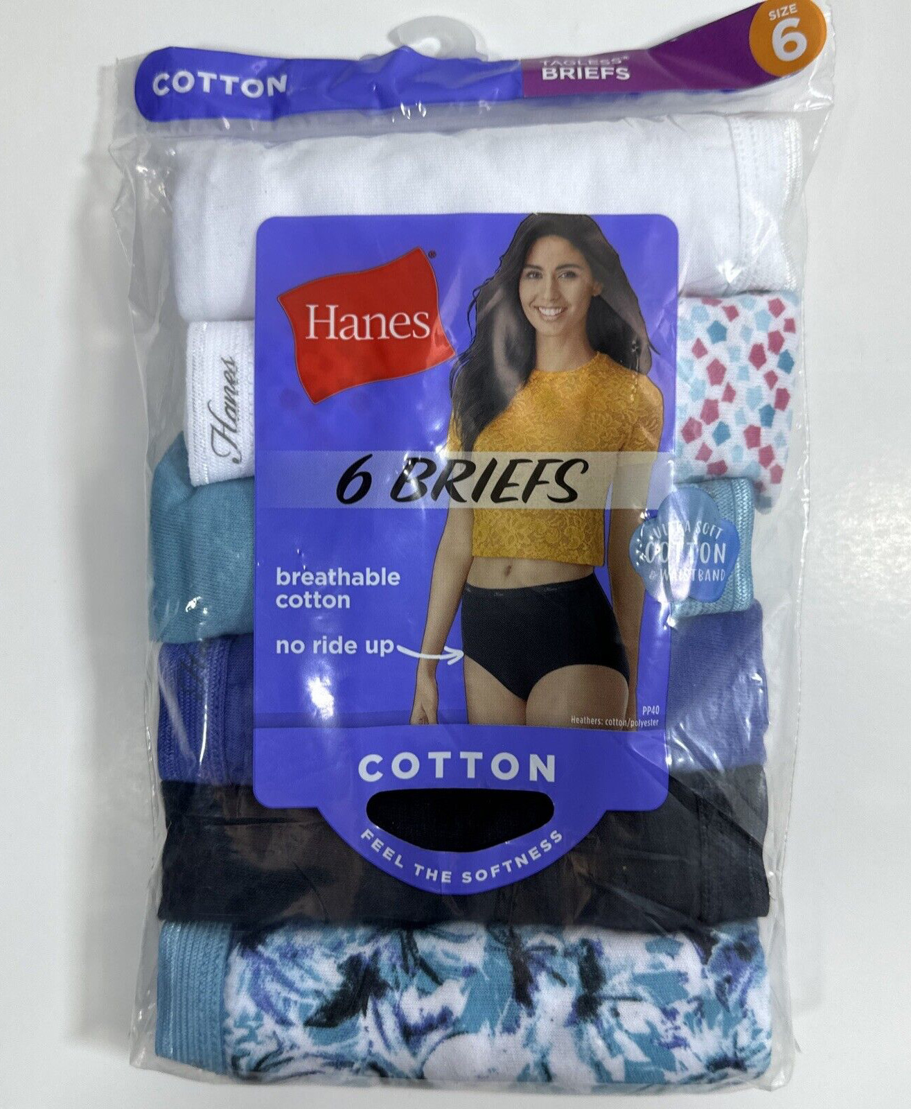 Hanes Women’s size 6 Panty Briefs Underwear 100% Cotton Assorted New