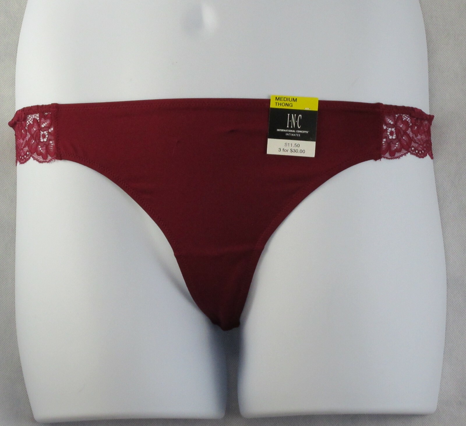 INC International Concepts Women’s Lace-Trim Thong Underwear, Assorted Colors