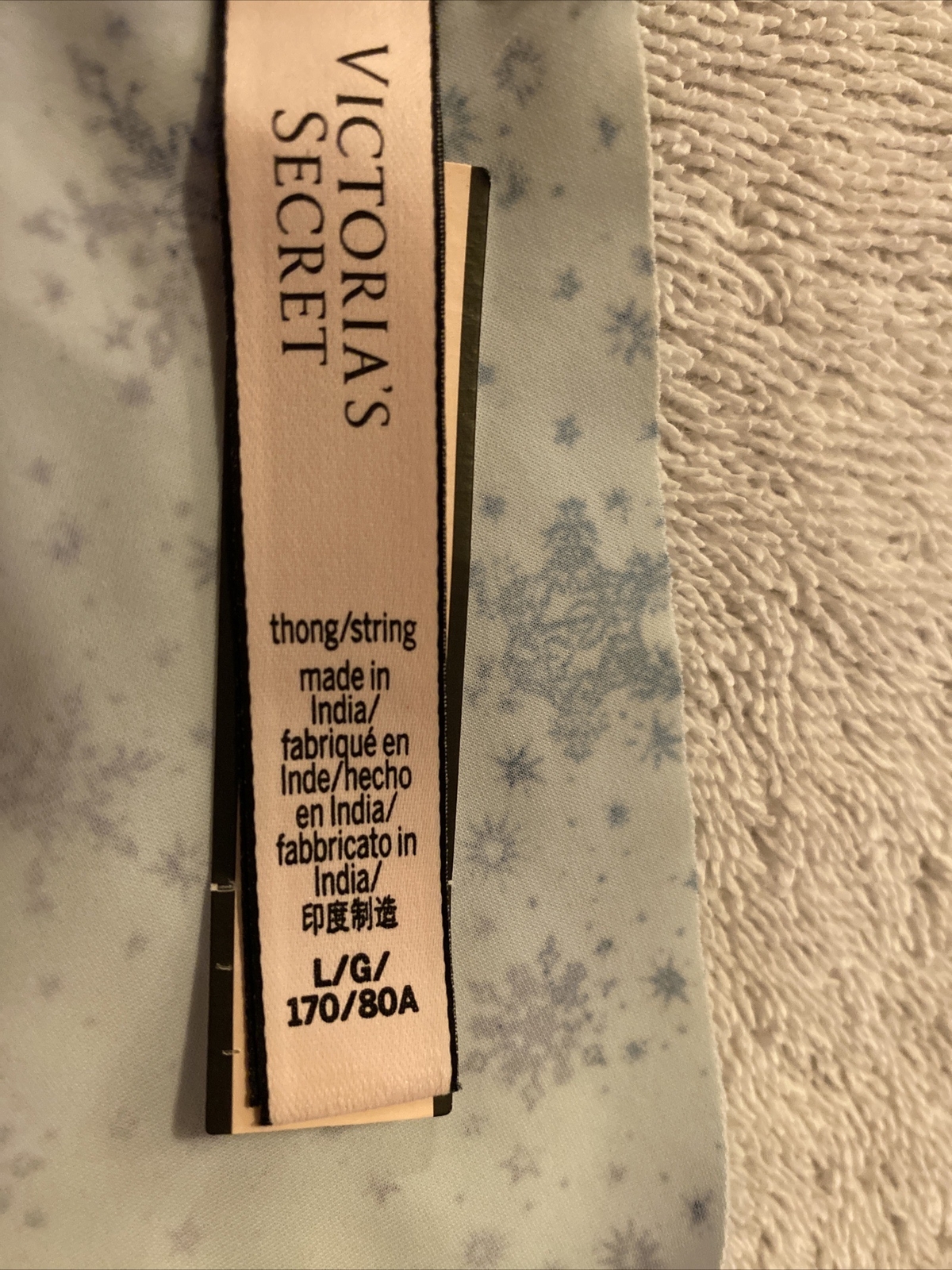 *Victoria’s Secret. Large. Thong. Light Blue. Snowflake. NWT