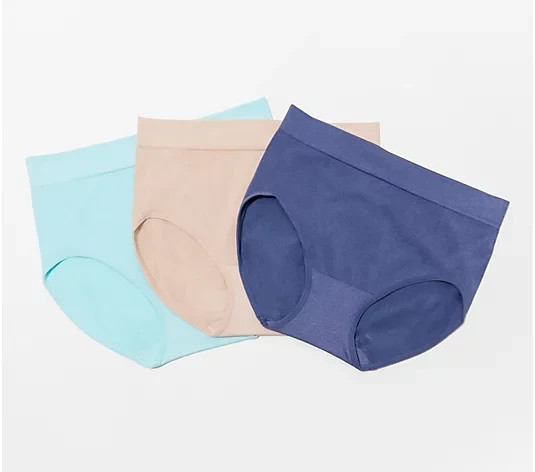 Breezies Seamless Brief Panties Set of 3-Aquamarine-Small-NEW-A301422