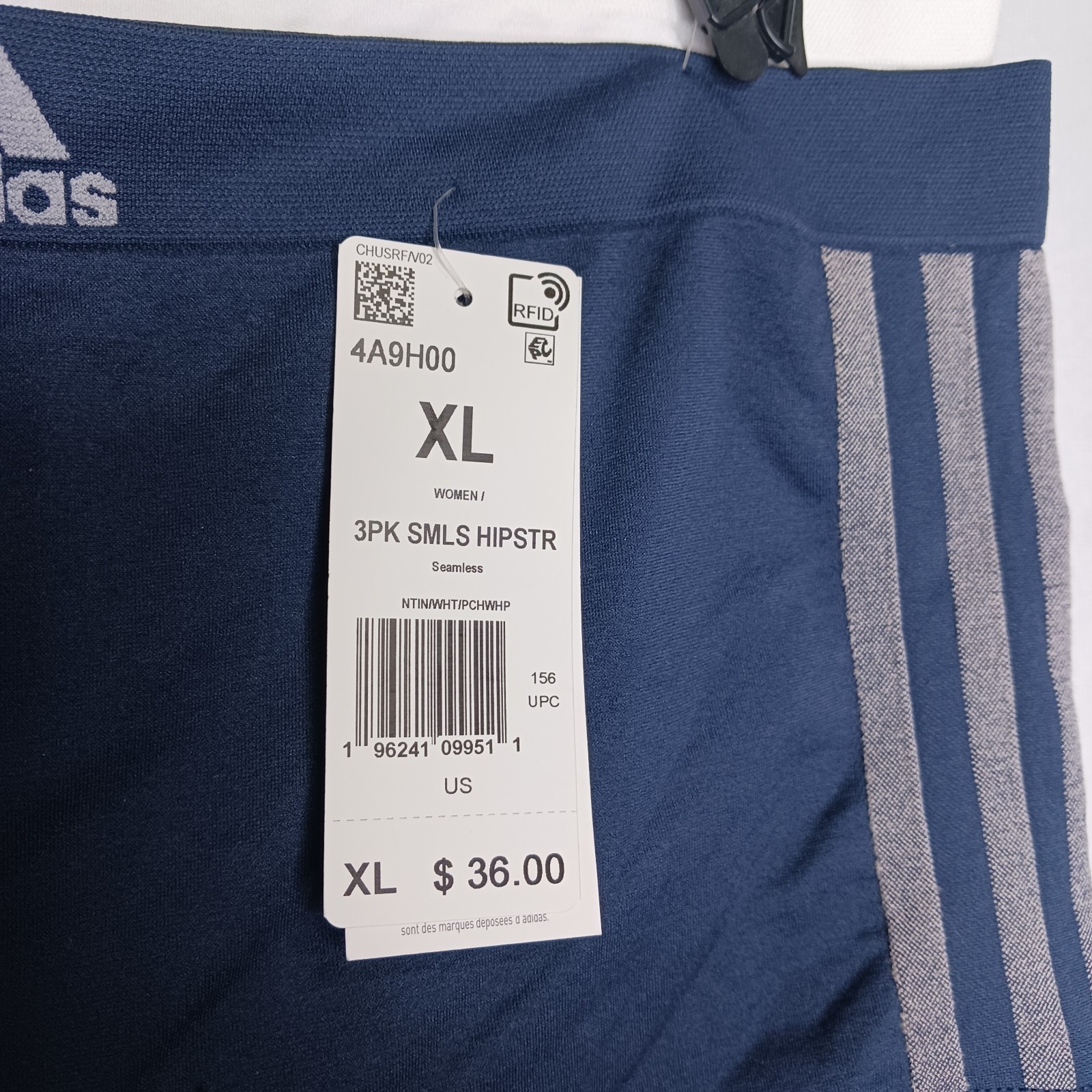 Adidas Women’s 3 Pack Boy Short Underwear Navy blue White-Peach Size XL seamless