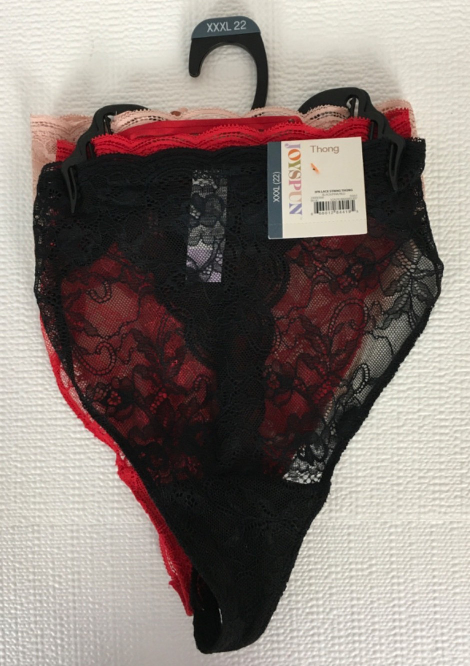 Joyspun 3 pack Lace String Underwear Size XXXL 22 Red Black Pale Pink New w Tags
