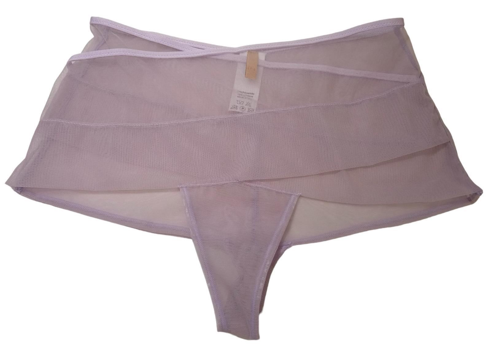 ISOSCELES Iris Brief Double Layer Mesh Diagonal Panels Lilac Purple M NEW RRP160