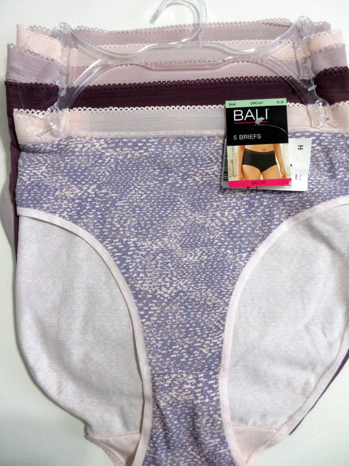 Bali 5-Pair BRIEF Panty underwear Cotton DRCL61 multi Women ~ 8/XL $42.