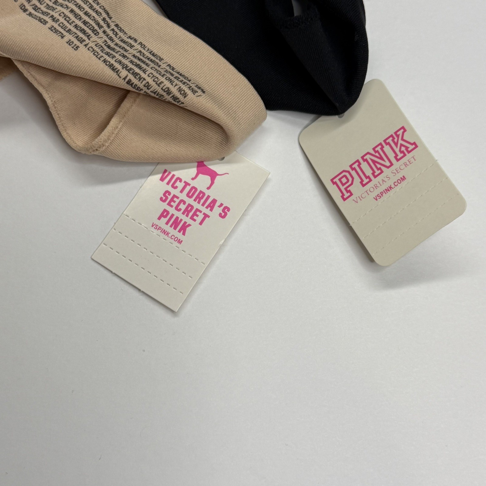 Set of 2 Vintage Victoria’s Secret PINK Yoga Logo Band Nude Thong Panties Medium