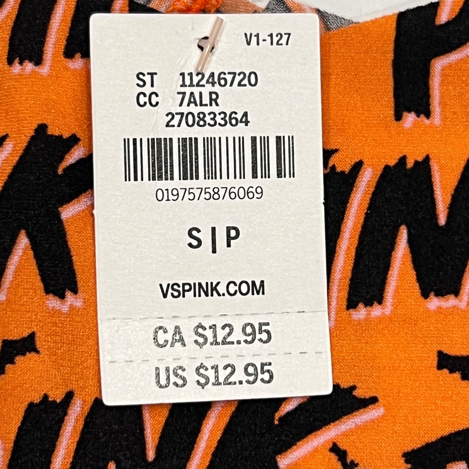 NWT VICTORIA’S SECRET PINK No Show Thong Pantie Sz S-M-L-XL-XXL Orange Bats