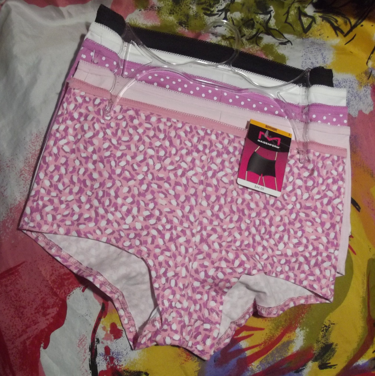 5 NEW MAIDENFORM P40005 A15V PICOT TRIMMED WAIST COTTON BOYSHORT PANTIES S/5
