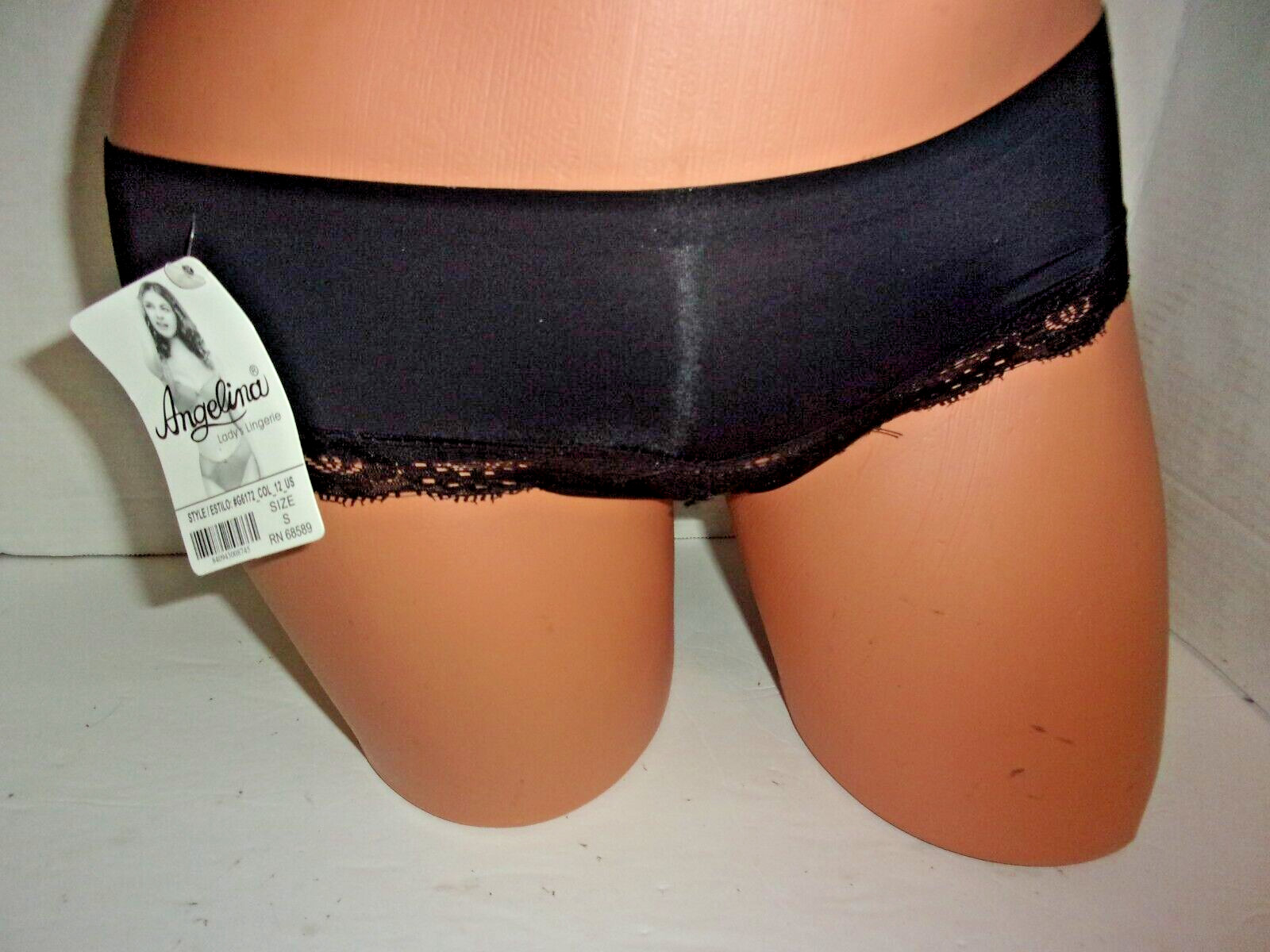 Angelina black nylon & lace panty small