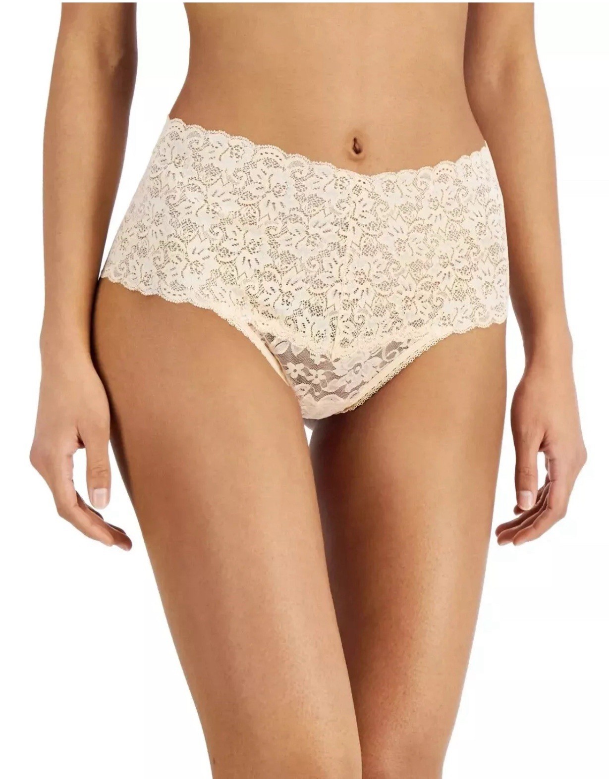 I.N.C. High Waist Lace Thong Almond Latte Nude Size S Color Marys Rose
