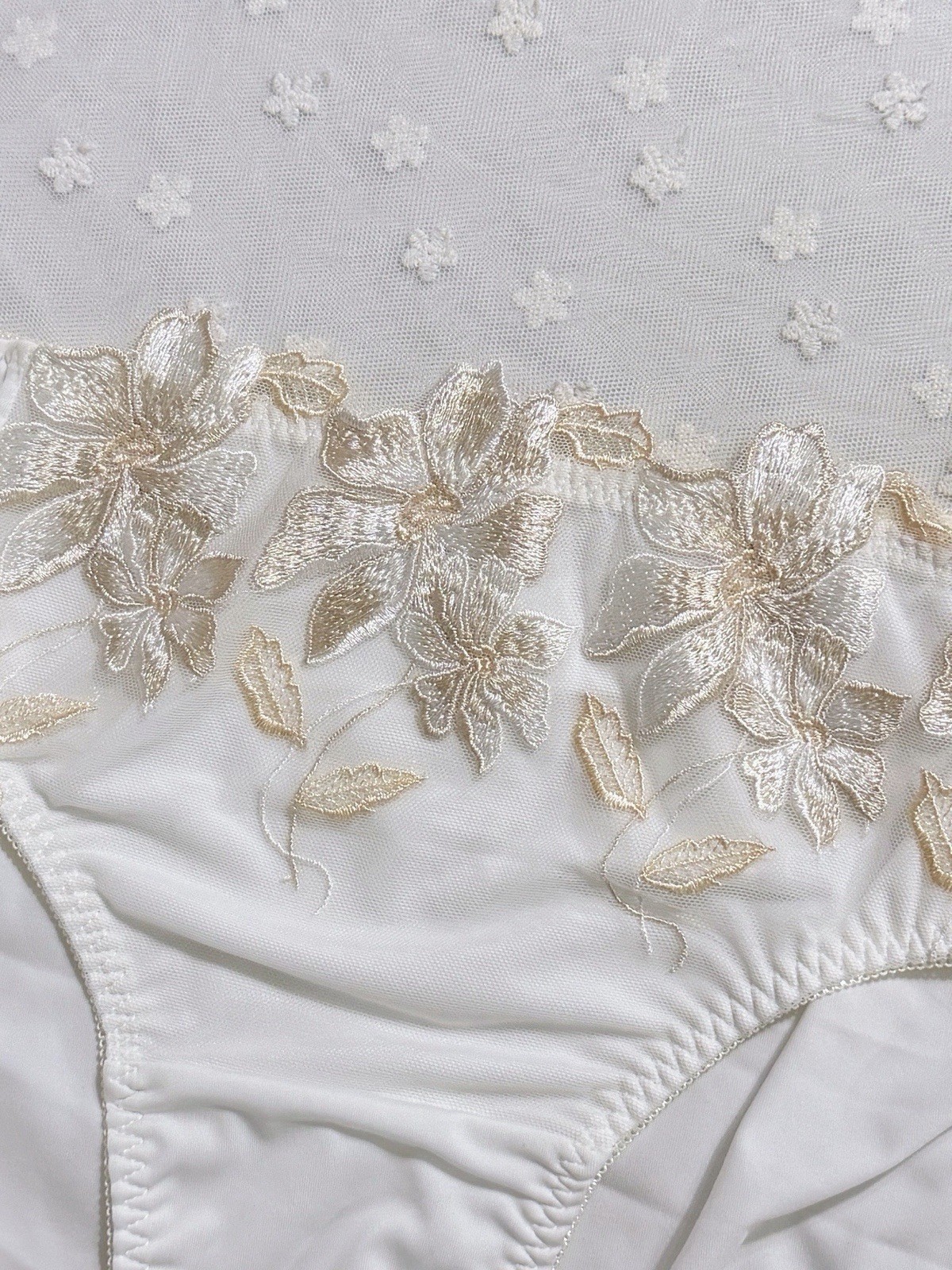 US-XL/JP-5L Japanese Floral Embroidery Nylon Panties Extra Long Crotch Lining