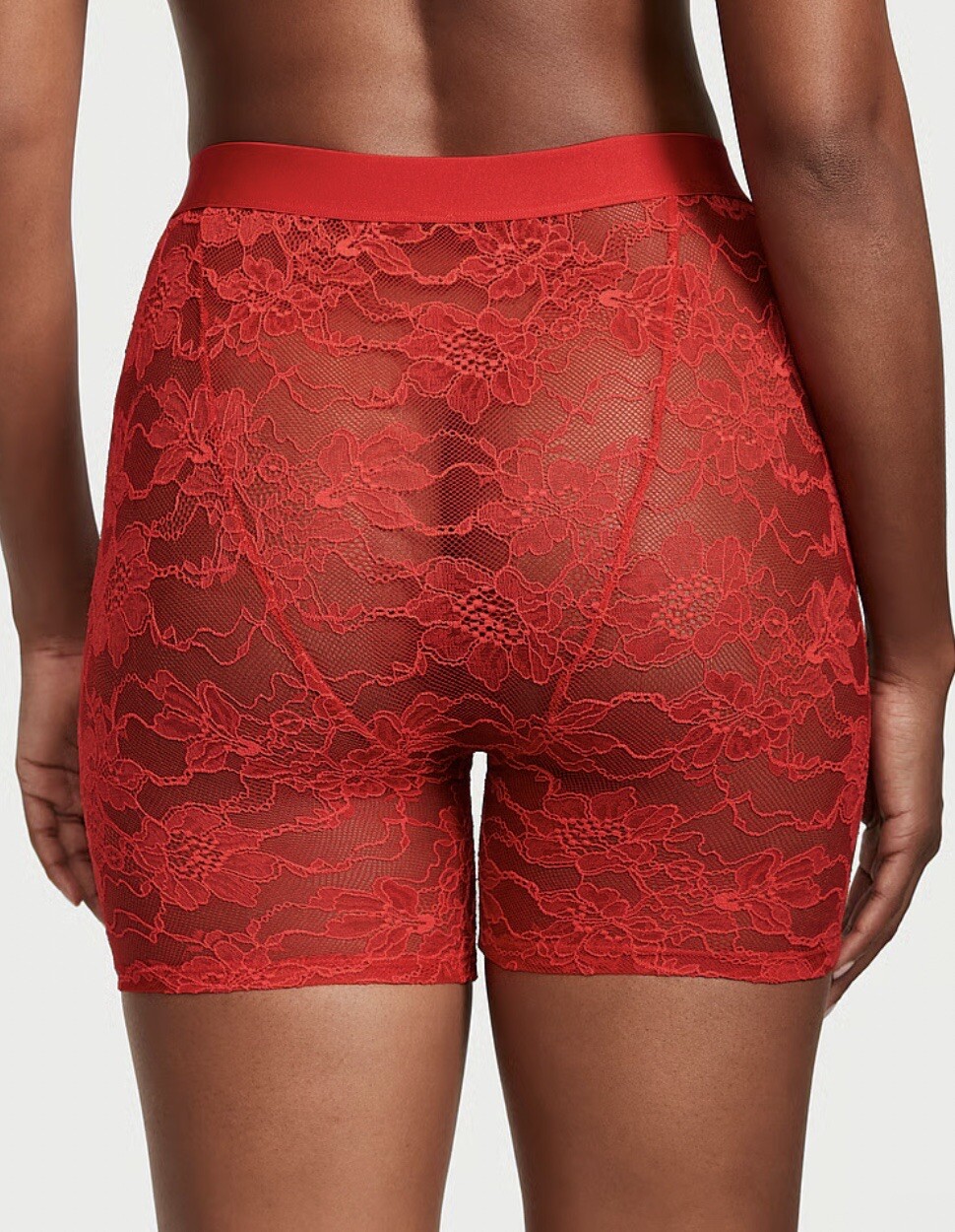 NWT Victoria’s Secret Monogram Shine Patch Lace Boxer Brief Lipstick Red