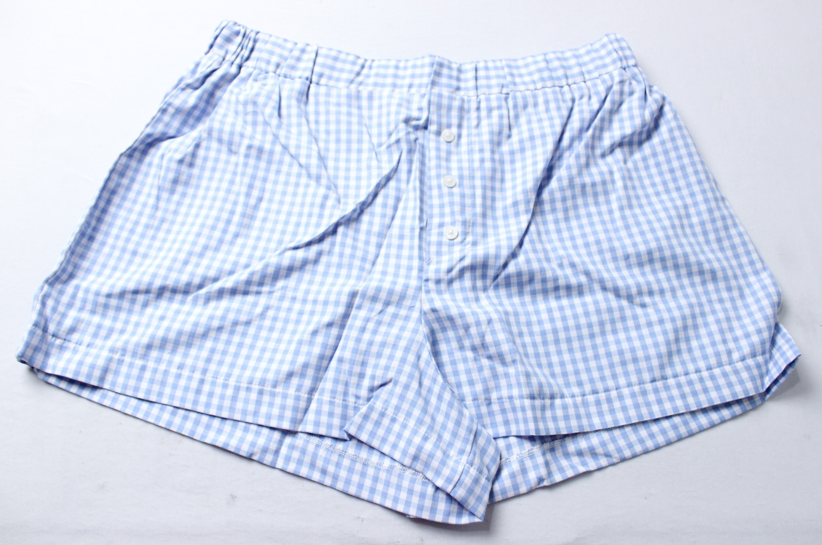 ASOS Women’s Gingham Button Fly Boxer Shorts BL1 Light Blue US: 12-14 UK: 16-18