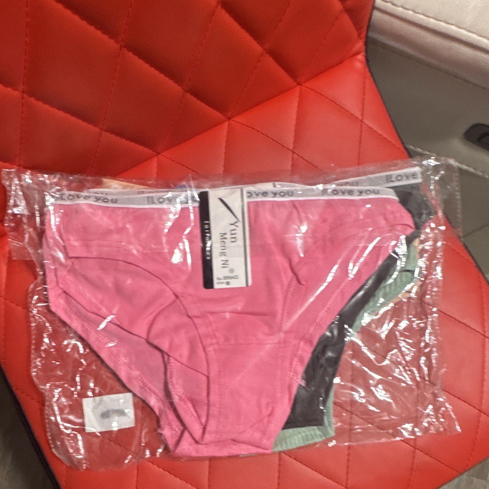 Women’s Brief Panties 12-Pack, Solid Pink Black Green, Size M Love Theme